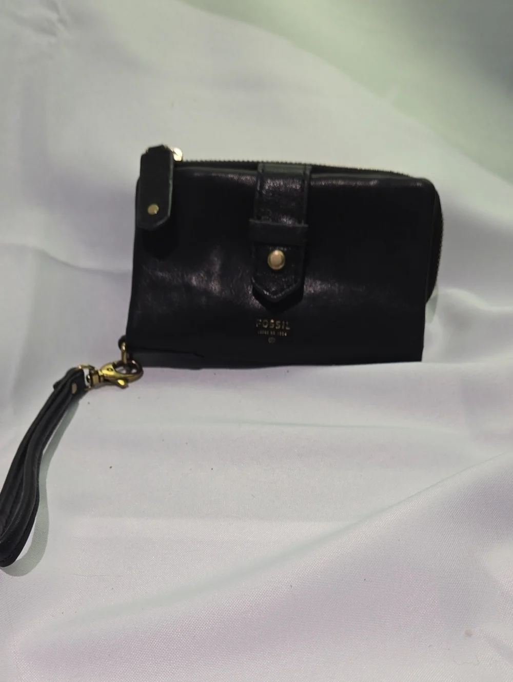 Fossil Black Leather Wristlet Wallet